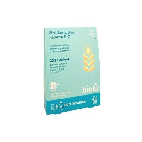 Gel de dus - sampon Sensitive bio pudra, eco-refill 25g, Biolu
