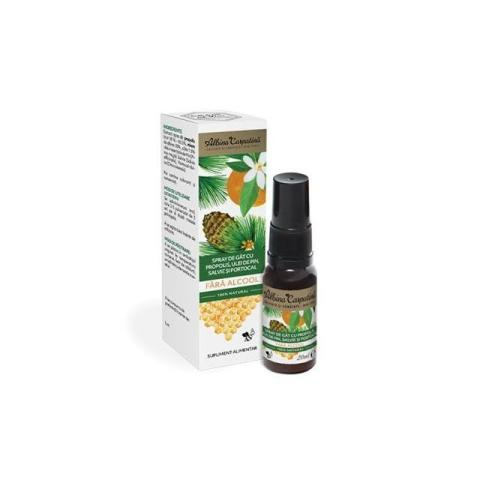 Spray de gat cu propolis, ulei de pin, salvie si portocala 20ml, Albina Carpatina
