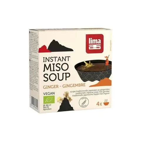 Supa Miso instant cu ghimbir bio 4x15g (4 portii), Lima
