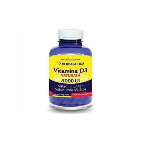 Vitamina D3 Naturala 5000UI 120cps, Herbagetica
