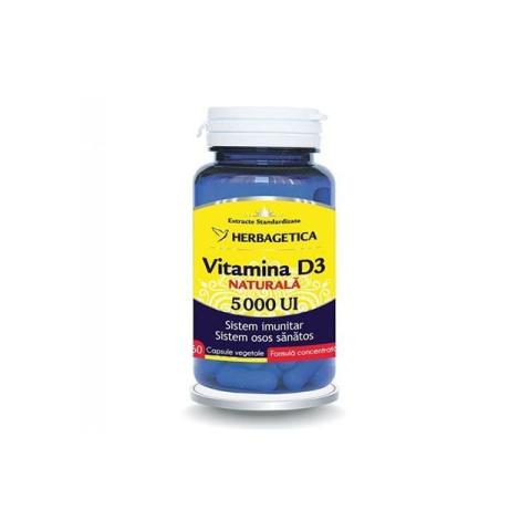 Vitamina D3 Naturala 5000UI 60cps, Herbagetica
