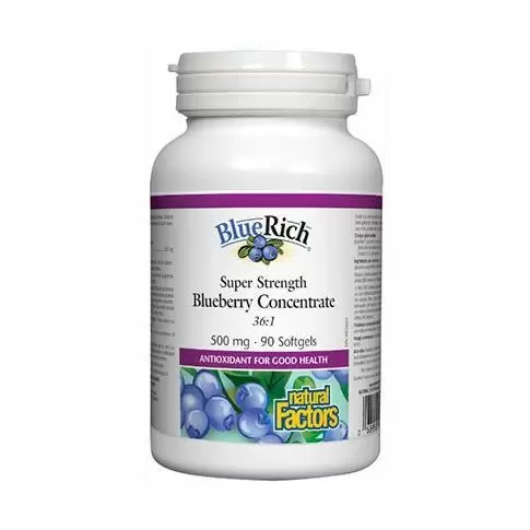 Super Strength Blueberry Concentrate (Afine americane) 500mg 90 cps, Natural Factors