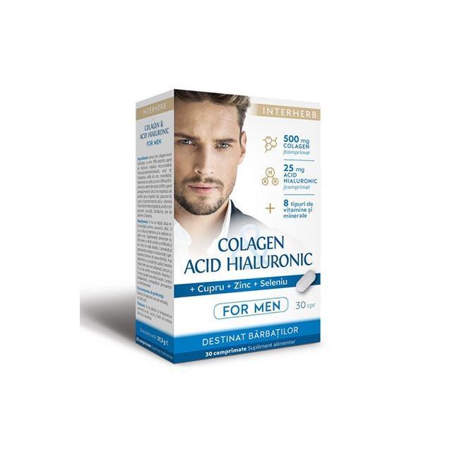 Colagen & Acid Hialuronic pentru barbati 30 cps, Interherb