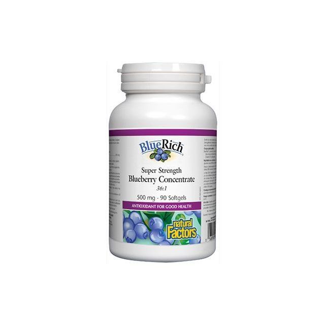 Super Strength Blueberry Concentrate (Afine americane) 500mg 90 cps, Natural Factors