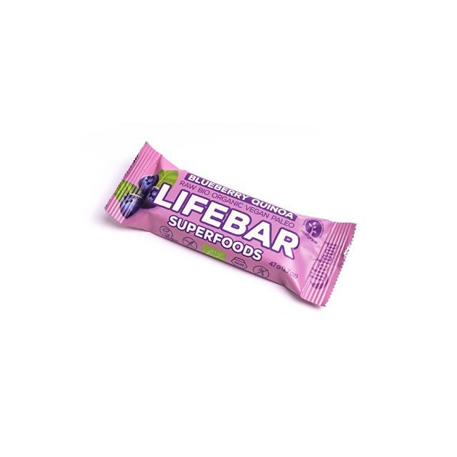 Lifebar Plus baton cu afine si quinoa raw bio 47g, Lifefood