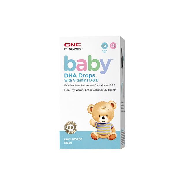 Milestones Baby Picaturi cu DHA + Vitamina D si E pentru bebelusi 60ml, GNC