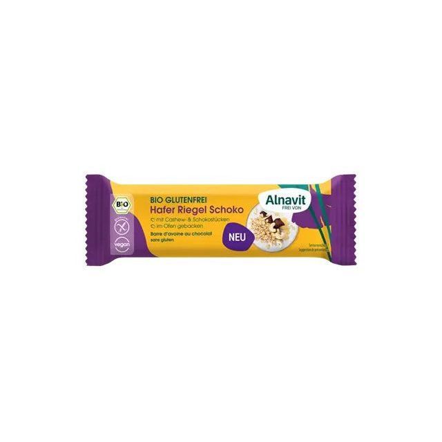 Baton cu ovaz si ciocolata fara gluten, bio 50g, Alnavit
