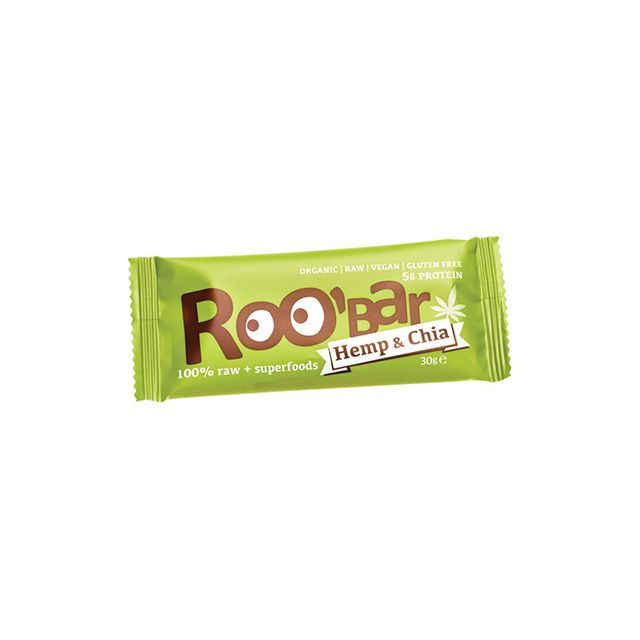 Baton proteic cu chia si canepa raw bio 30g, Roobar