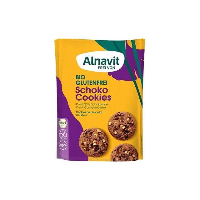 Biscuiti cu ciocolata fara gluten, bio 125g, Alnavit