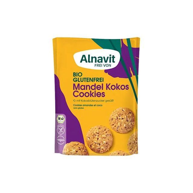 Biscuiti cu migdale si cocos fara gluten, bio 125g, Alnavit