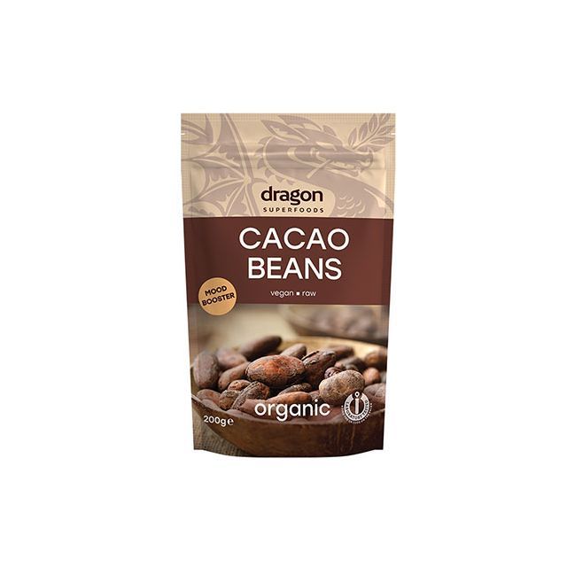 Boabe de cacao intregi bio 200g, Dragon Superfoods
