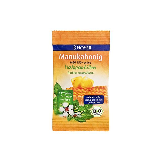 Bomboane cu miere de Manuka MGO +150 bio 30g, Hoyer