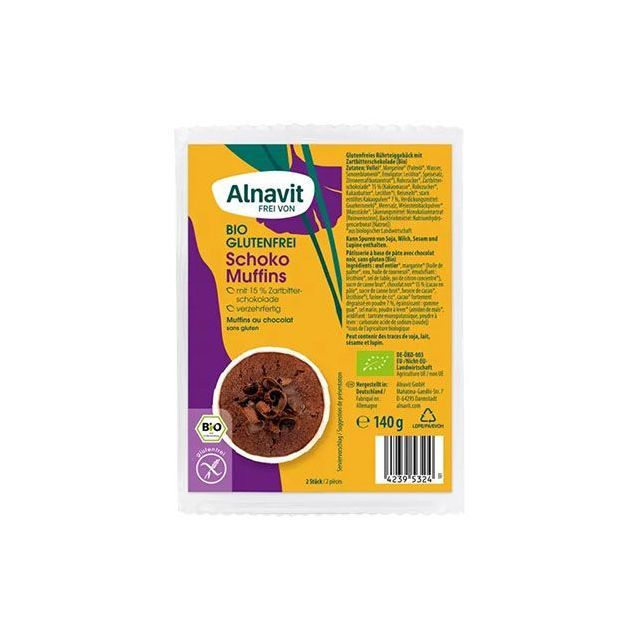 Briose cu ciocolata fara gluten,bio 140gx2, Alnavit