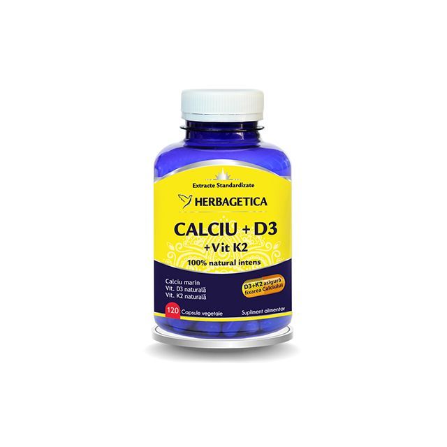 Calciu+D3 cu vit K2 120 cps, Herbagetica