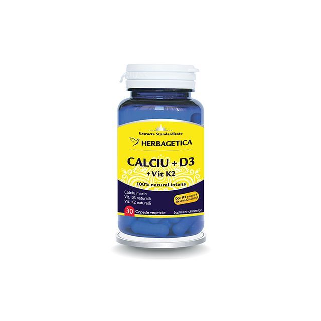 Calciu+D3 cu vit K2 30 cps, Herbagetica
