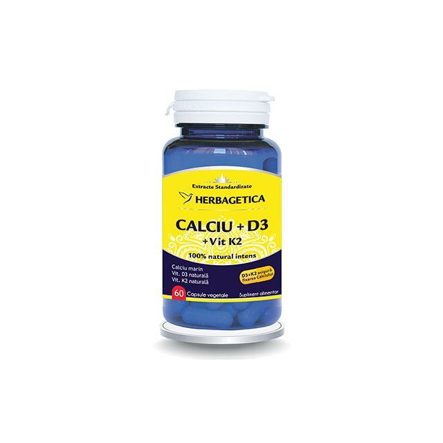 Calciu+D3 cu vit K2 60 cps, Herbagetica
