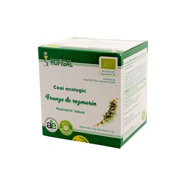 Ceai Ecologic din Frunze de Rozmarin 25 plicuri, Hofigal