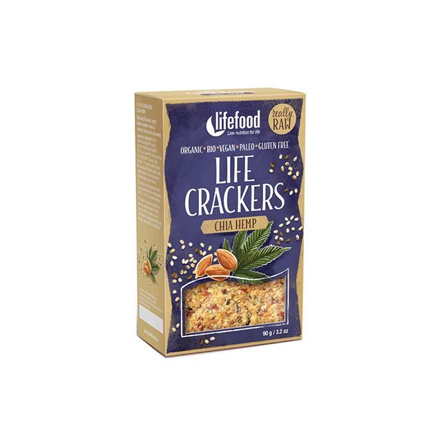 Lifecrackers raw cu seminte de chia si canepa bio 90g, Lifefood