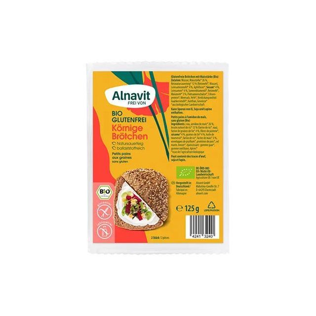 Chifle cu seminte fara gluten, precoapte, bio125gx2 buc. Alnavit