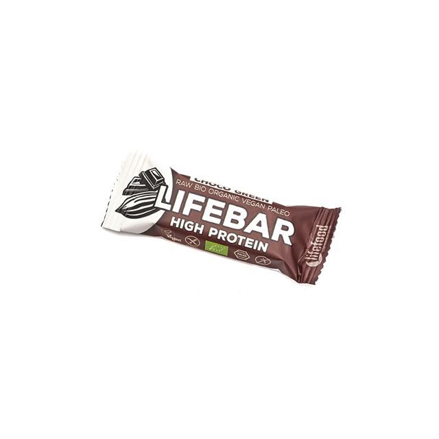 Lifebar Plus baton cu proteine si ciocolata raw bio 47g, Lifefood