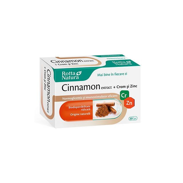 Cinnamon extract + Crom si Zinc 30 cps, Rotta Natura