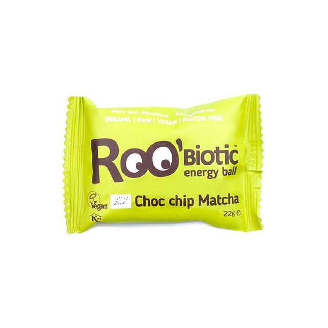 ROObiotic energy ball cu fulgi de ciocolata si matcha bio 22g, Roobar