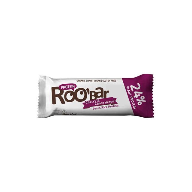 Baton proteic cirese ciocolata raw bio 40g, Roobar