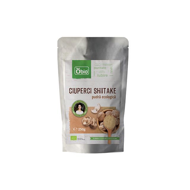 Shiitake pulbere raw bio 250g, Obio