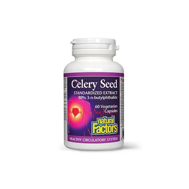 Celery Seed - Extract standardizat din Seminte de telina 80% 3-n-butylphthalide (3nb) 60 cps, Natural Factors