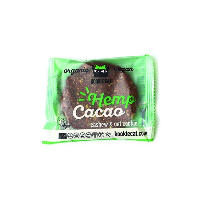 Cookie cu seminte de canepa si cacao fara gluten bio 50g, Kookie Cat