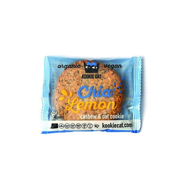 Cookie cu chia si lamaie fara gluten bio 50g, Kookie Cat