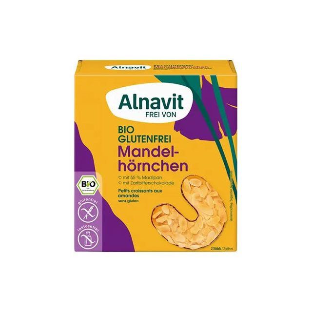 Cornulete cu migdale fara gluten, bio 150g, Alnavit