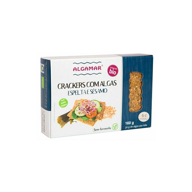 Crackers din spelta cu susan si alge marine bio 160g, Algamar