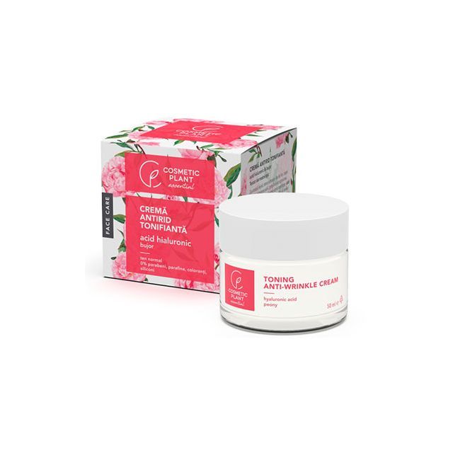 Crema antirid tonifianta cu acid hialuronic & bujor 50ml, Cosmetic Plant