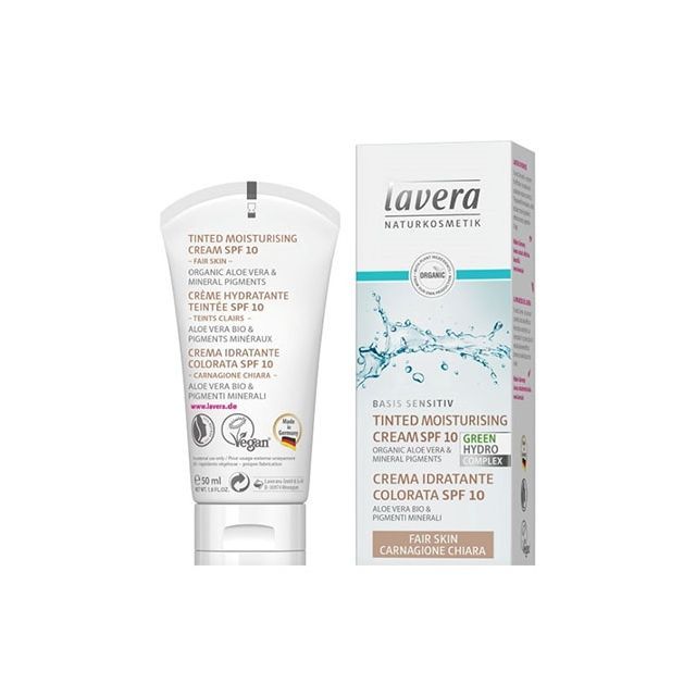 Crema hidratanta nuantata cu FPS10 pentru ten deschis Basis Sensitiv 50ml, Lavera
