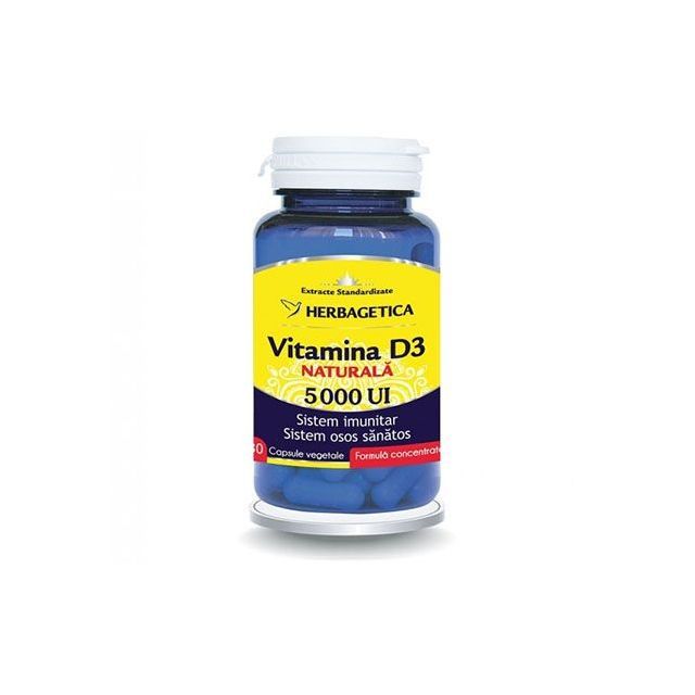 Vitamina D3 Naturala 5000UI 30cps, Herbagetica
