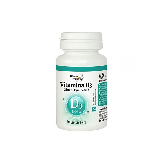 Vitamina D3 (5000UI) Zinc si Quercetina 30 cpr, Dacia Plant