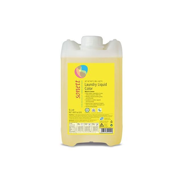 Detergent ecologic lichid pt. rufe colorate cu menta si lamaie 5l, Sonett