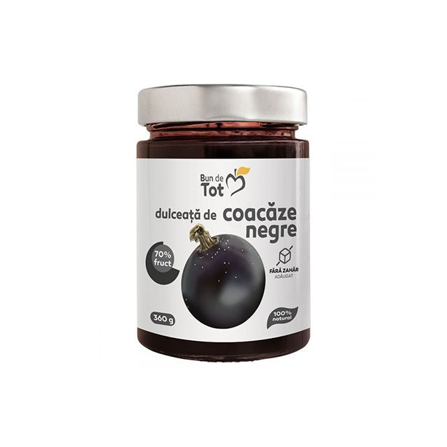 Bun de Tot Coacaze Negre dulceata fara zahar 360g, Dacia Plant