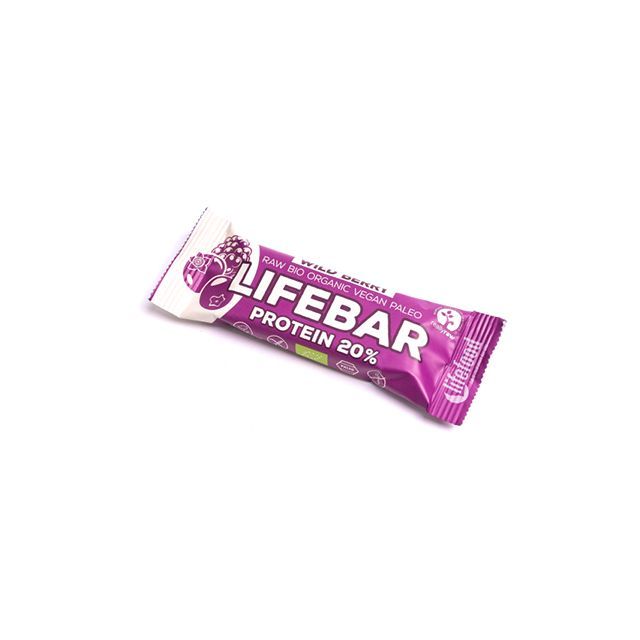 Lifebar baton proteic cu fructe de padure raw bio 47g, Lifefood