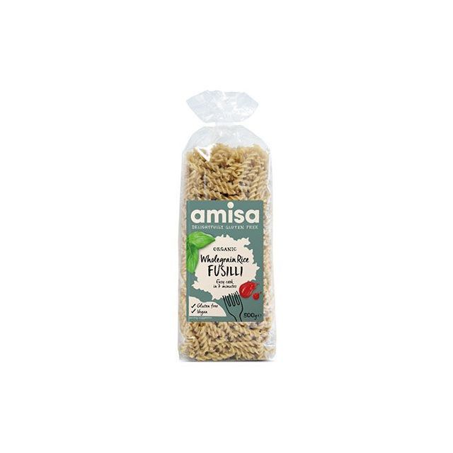 Fusilli din orez integral fara gluten bio 500g, Amisa
