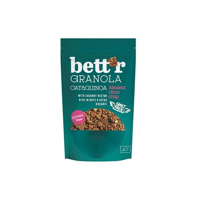 Granola cu migdale si bucati de ciocolata neagra fara gluten bio 300g, Bettr