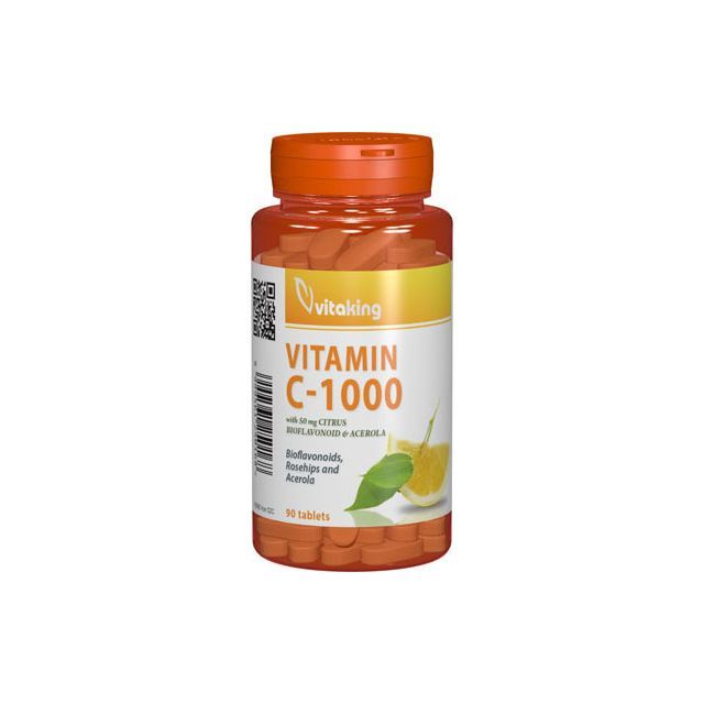 Vitamina C 1000mg cu bioflavonoide, acerola si macese 90 cpr, Vitaking