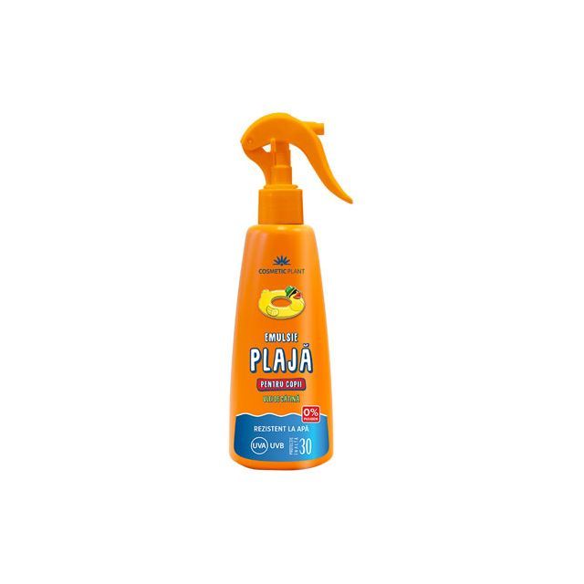 Emulsie plaja rezistenta la apa pentru copii SPF30 cu ulei de catina 200ml, Cosmetic Plant