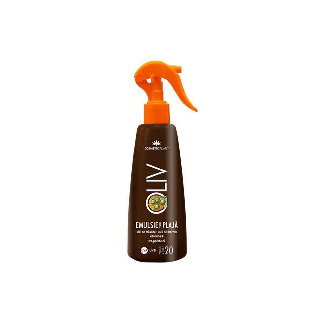 Emulsie plaja OLIV SPF20 cu ulei de morcov si masline 200ml, Cosmetic Plant
