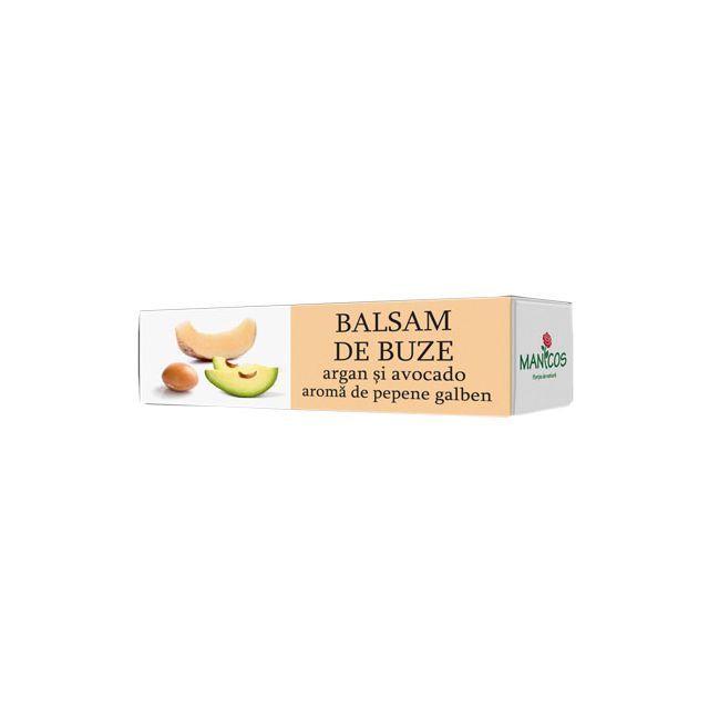 Balsam de buze cu ulei de argan, ulei de avocado si aroma de pepene galben 4,8g, Manicos