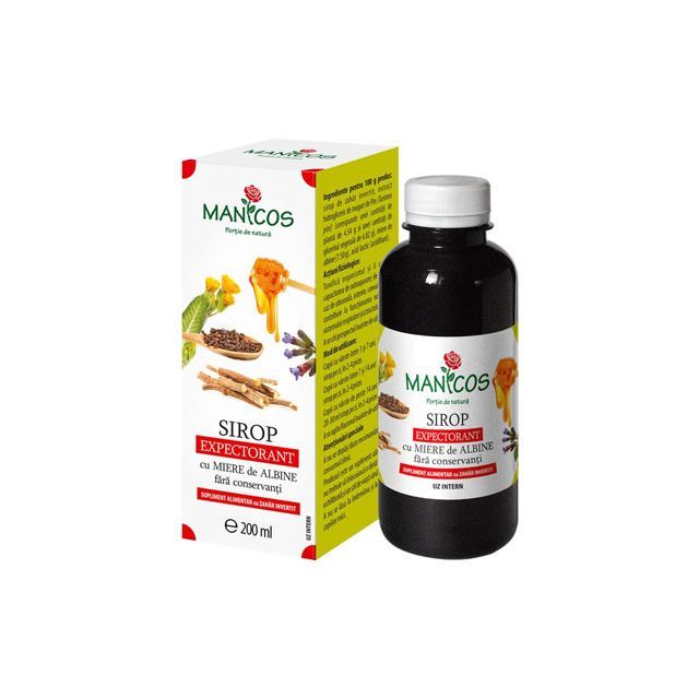 Sirop expectorant cu miere, lemn-dulce si cuisoare 200ml, Manicos