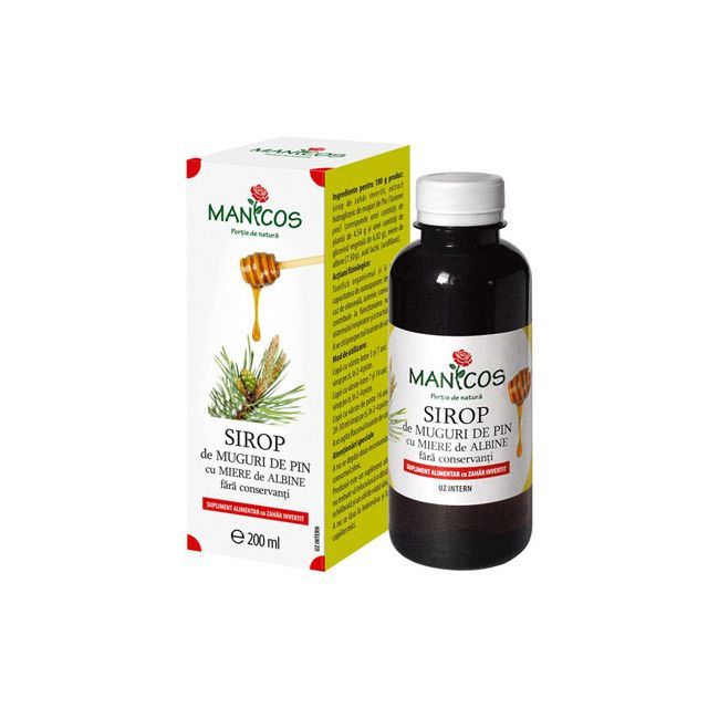 Sirop de muguri de pin cu miere 200ml, Manicos
