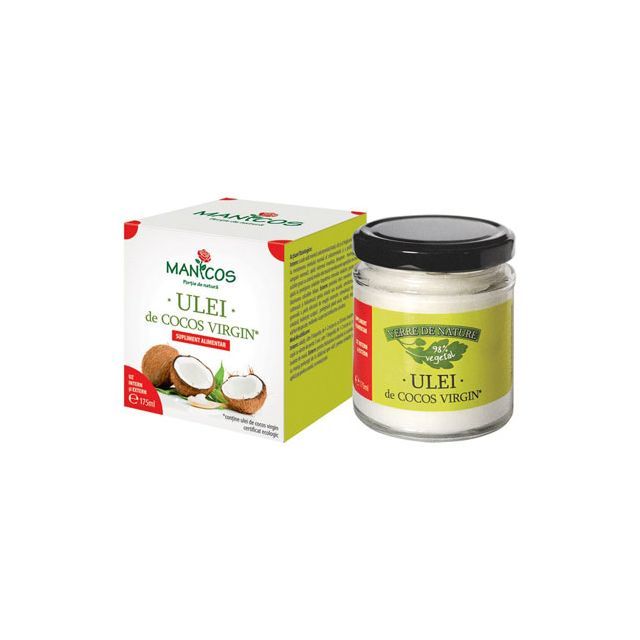 Ulei de cocos virgin certificat ecologic 175ml, Manicos