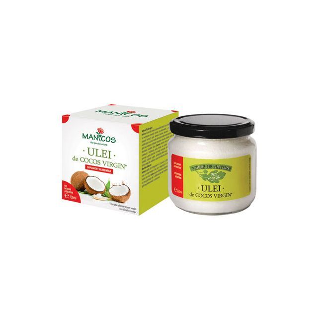 Ulei de cocos virgin certificat ecologic 350ml, Manicos
